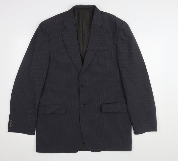 Marks & Spencer Grey Men's Blazer, Size 38R, Striped