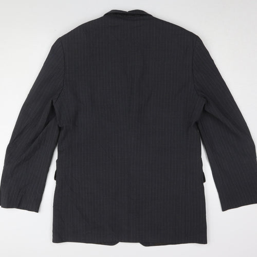 Marks & Spencer Grey Men's Blazer, Size 38R, Striped