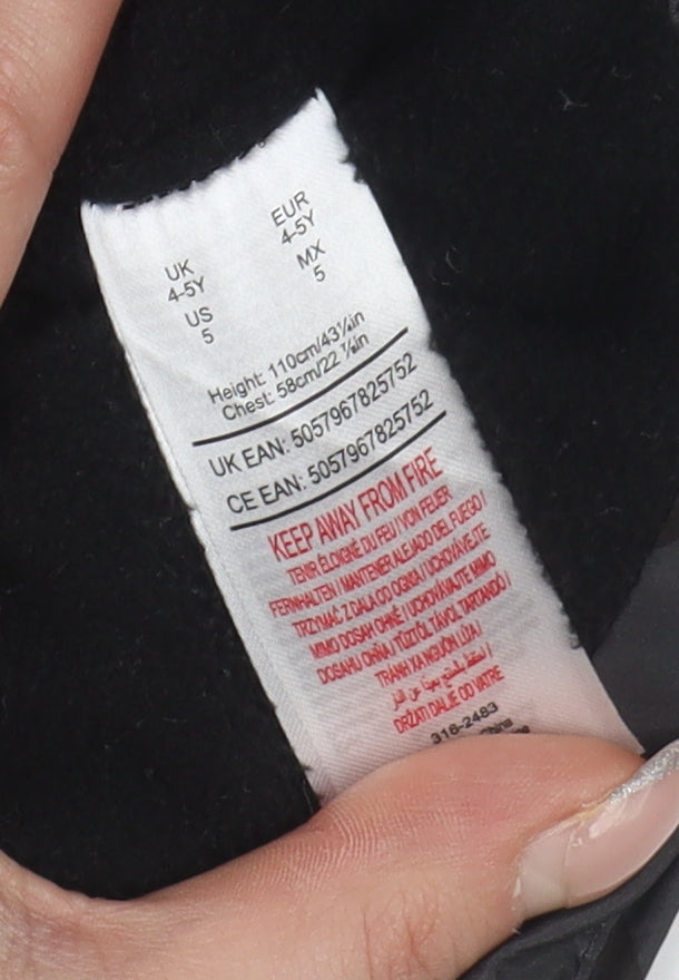 Batman Boys Black Puffer Jacket 4-5Y Hooded Winter Warm