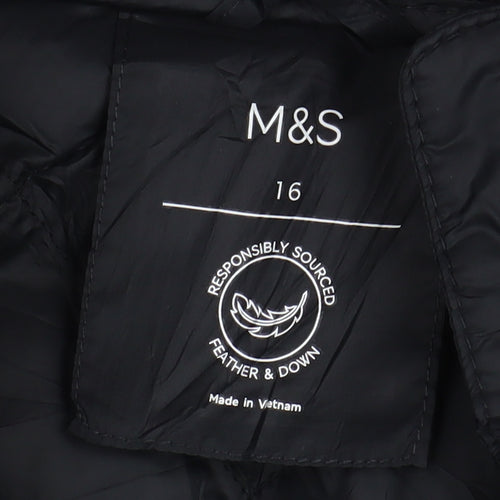 Marks and Spencer Women's Black Puffer Waistcoat - Size 16