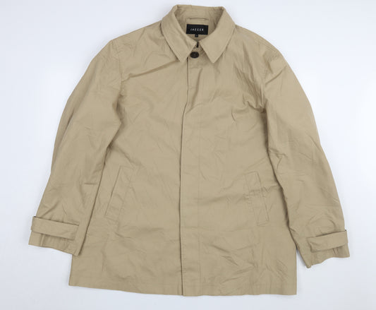 Jaeger Men's Beige XL Trench Coat - Stylish & Mid-Length