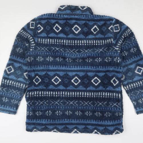 Cotton Traders Men's Blue Henley Sweatshirt, Size S, Geometric