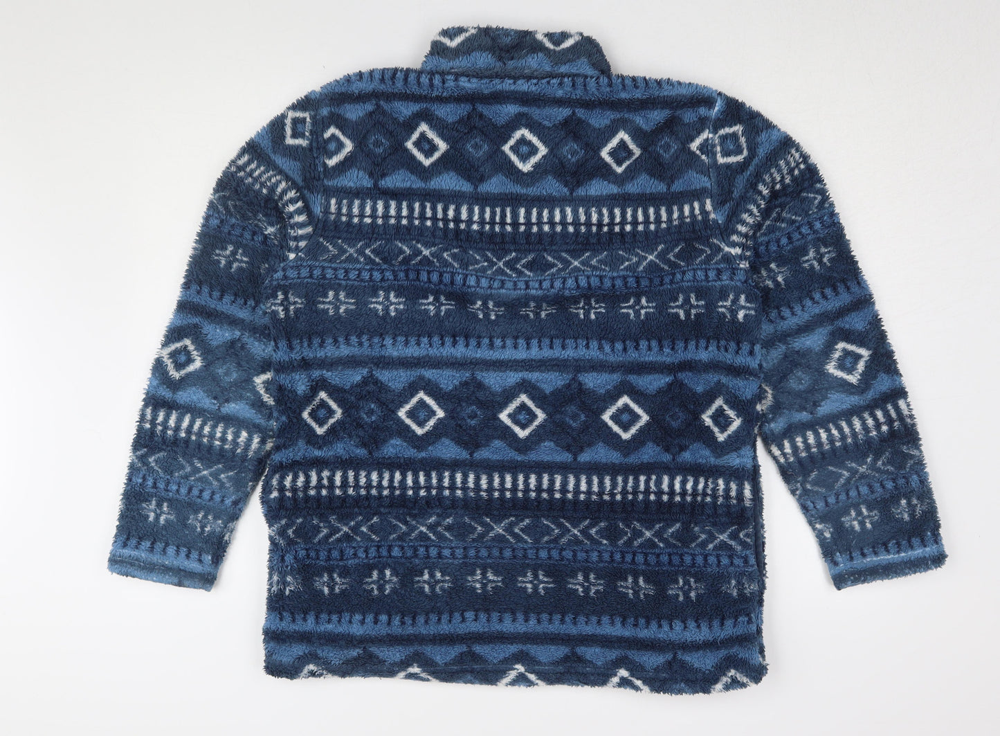 Cotton Traders Men's Blue Henley Sweatshirt, Size S, Geometric