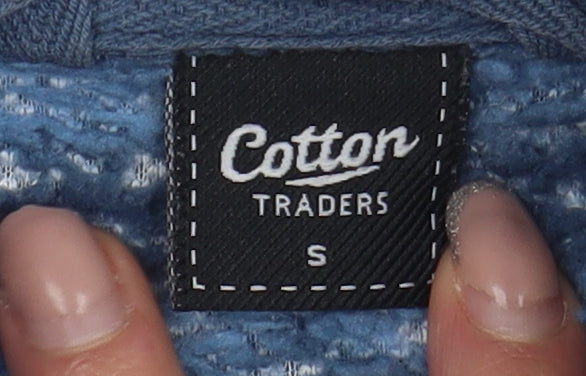 Cotton Traders Men's Blue Henley Sweatshirt, Size S, Geometric