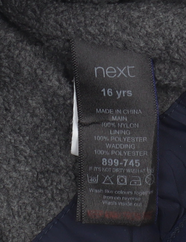 Next Boys Blue Puffer Jacket, 16 Years Hooded for Winter