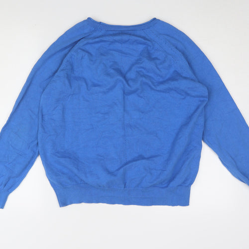 Hepburn Women's Blue Cotton V-Neck Cardigan L