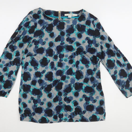 Boden Women's Blue Floral 3/4 Sleeve Blouse, Size 8
