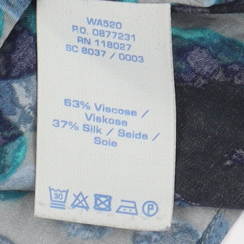 Boden Women's Blue Floral 3/4 Sleeve Blouse, Size 8