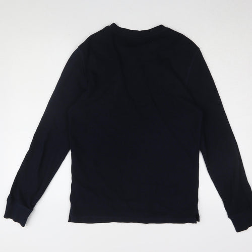 Marks & Spencer Black Long Sleeve Henley T-Shirt, S