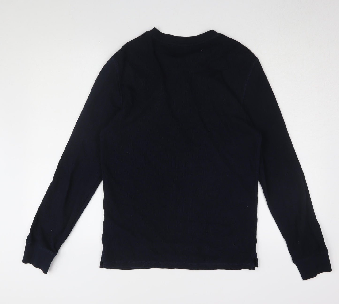 Marks & Spencer Black Long Sleeve Henley T-Shirt, S