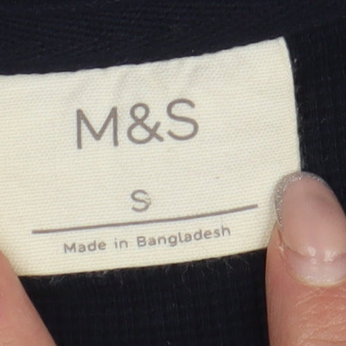 Marks & Spencer Black Long Sleeve Henley T-Shirt, S