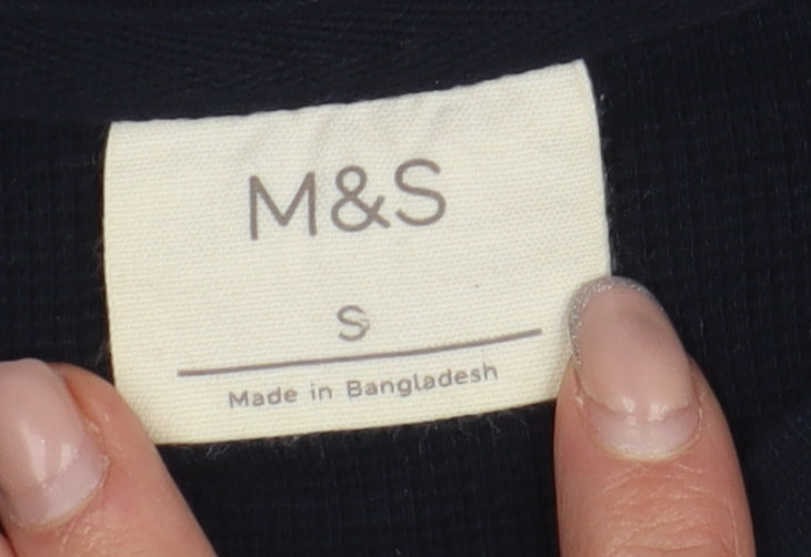 Marks & Spencer Black Long Sleeve Henley T-Shirt, S