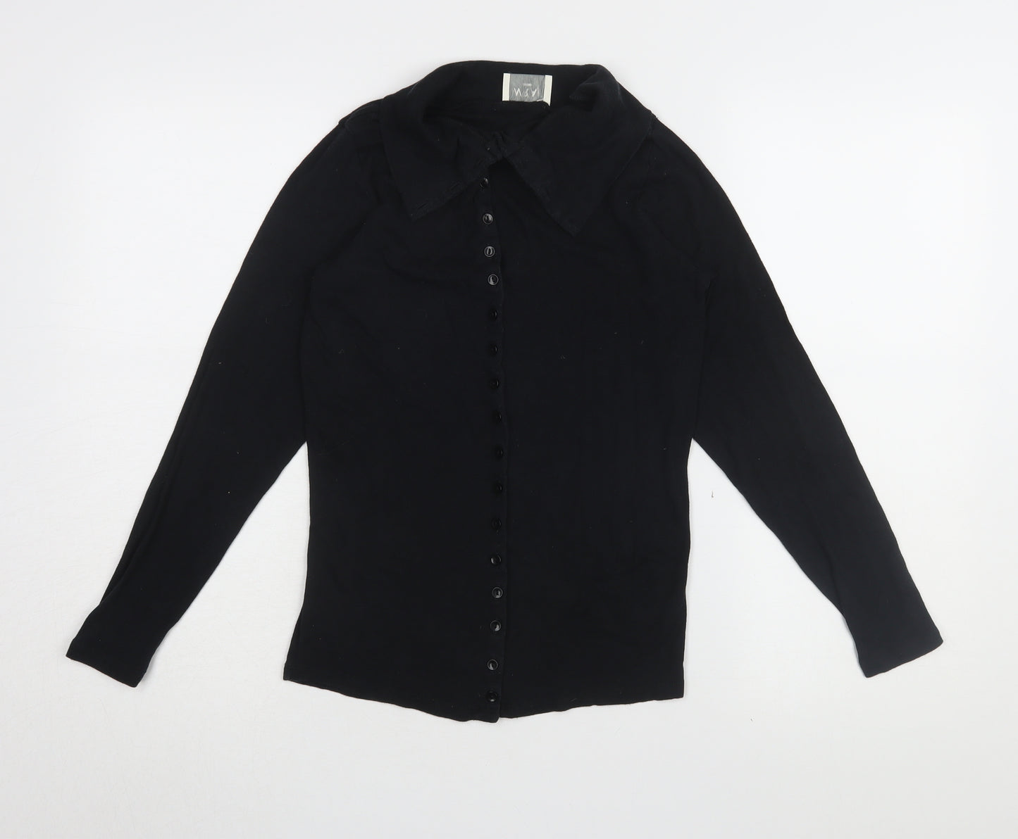 Wrap London Women's Black Button-Up Long Sleeve Top