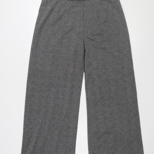 Marks and Spencer Grey Wide-Leg Check Trousers - Size 14