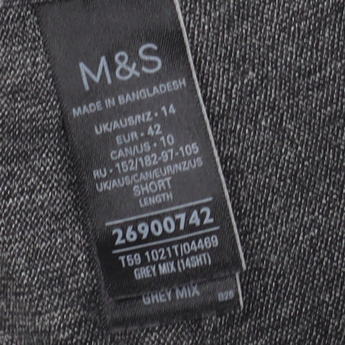 Marks and Spencer Grey Wide-Leg Check Trousers - Size 14