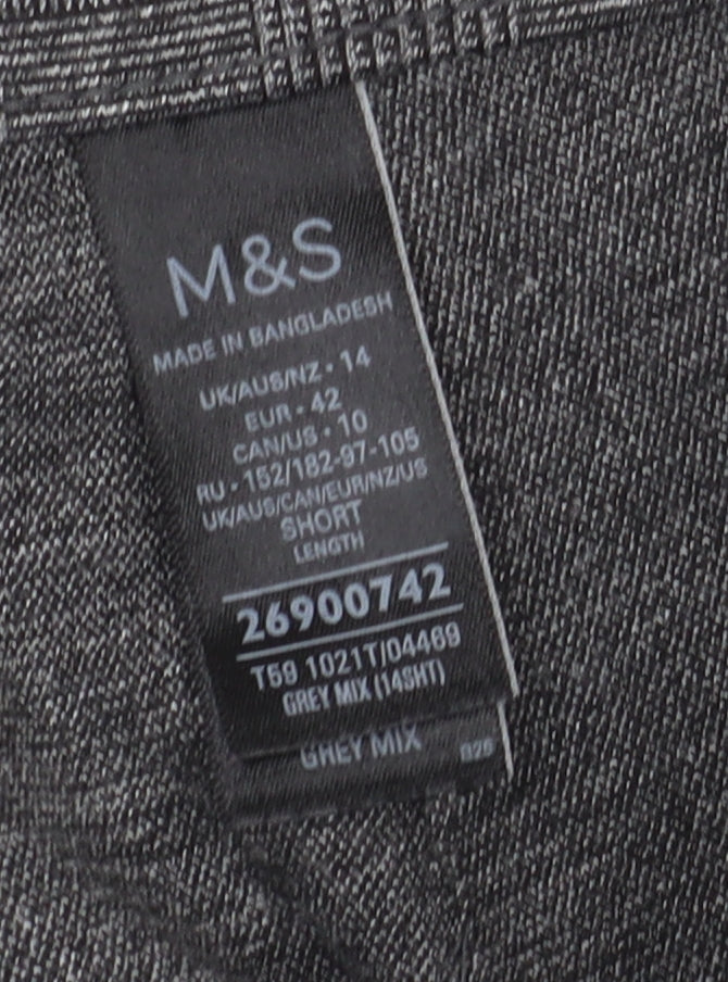 Marks and Spencer Grey Wide-Leg Check Trousers - Size 14