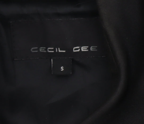 Cecil Gee Men's Black S Trench Coat Belted Long Cotton