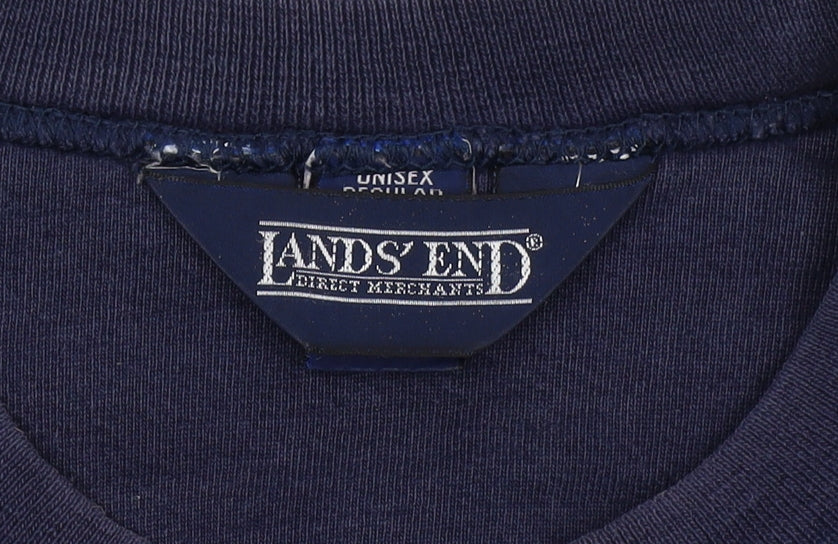 Lands' End Blue Pullover Sweatshirt Unisex M Regular Fit
