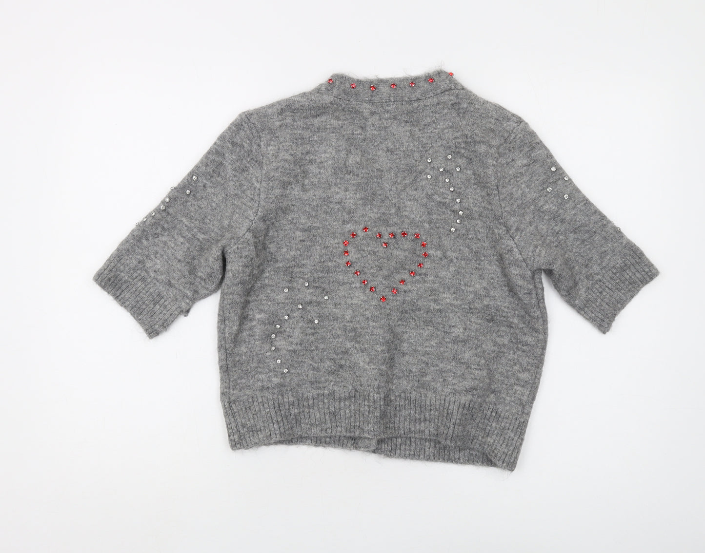 Zara Women's Grey V-Neck Cardigan, Size 12, Chic