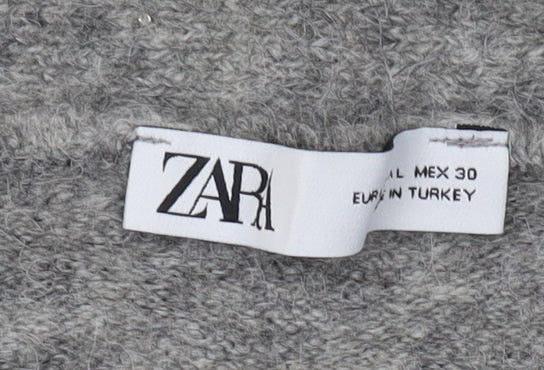 Zara Women's Grey V-Neck Cardigan, Size 12, Chic