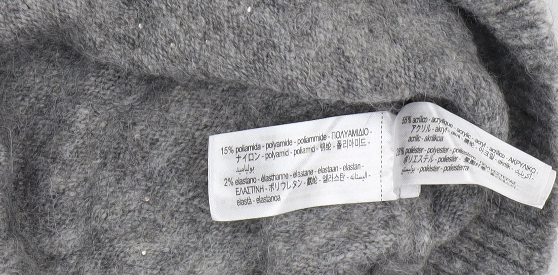 Zara Women's Grey V-Neck Cardigan, Size 12, Chic