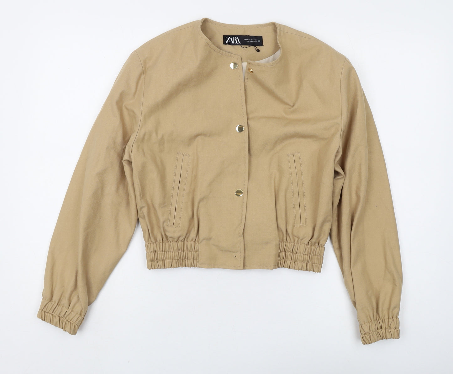Zara Women's Beige Cropped Jacket Size 8