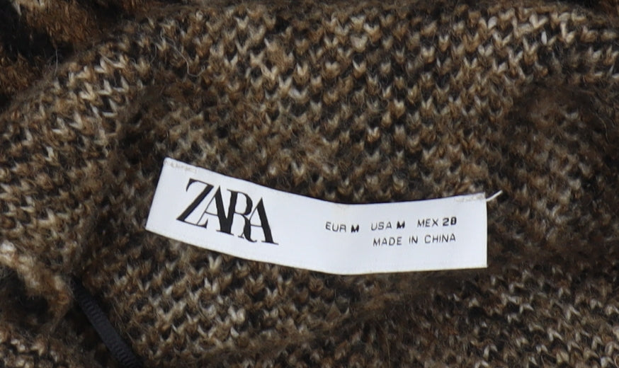 Zara Women's Zebra Print High Neck Jumper M