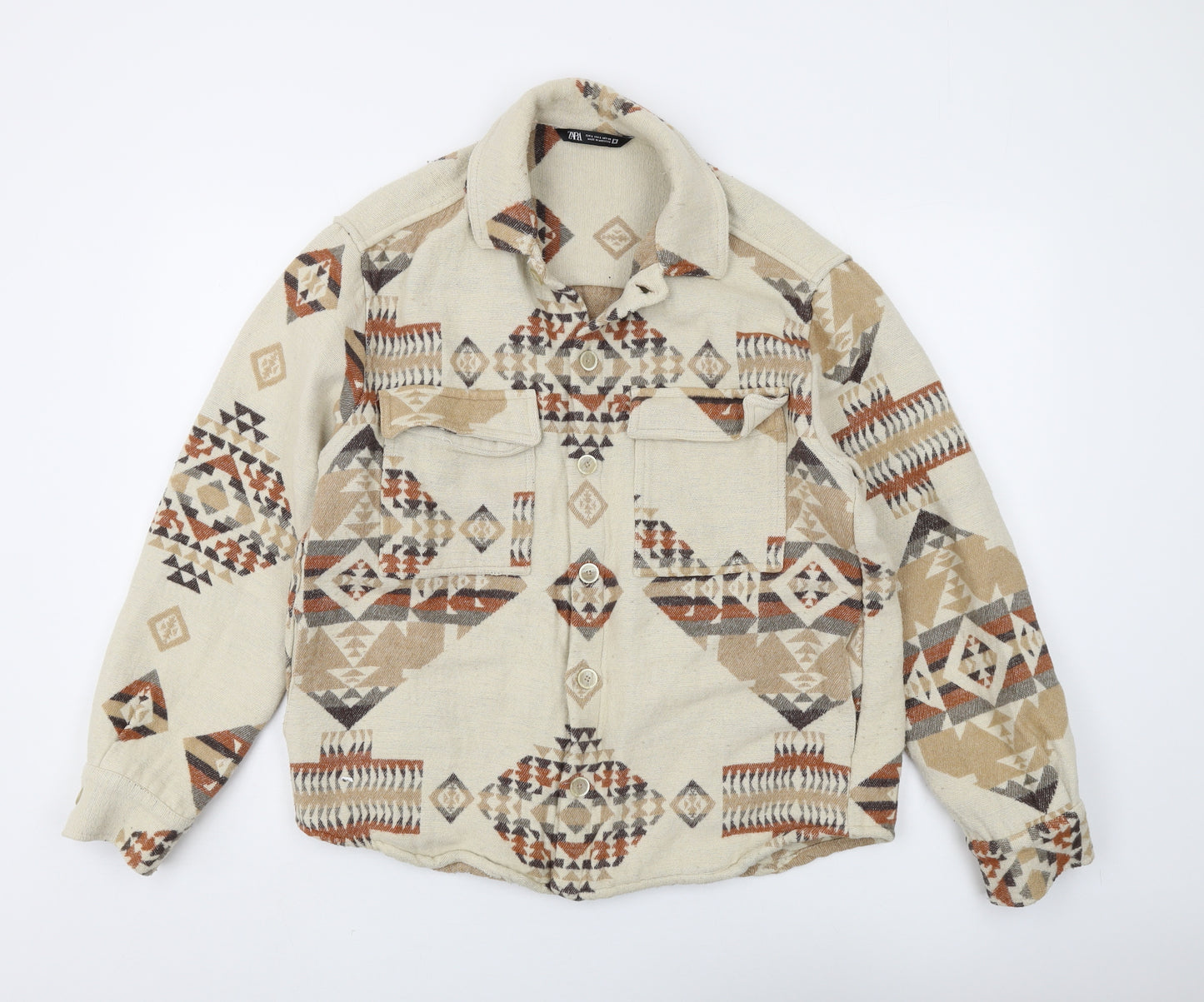 Zara Women's Beige Aztec Jacket Size L Casual