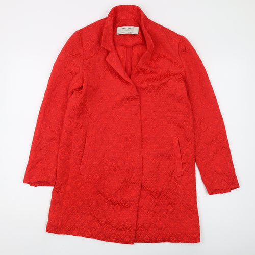 Zara Women's Red Geometric Tweed Coat XS