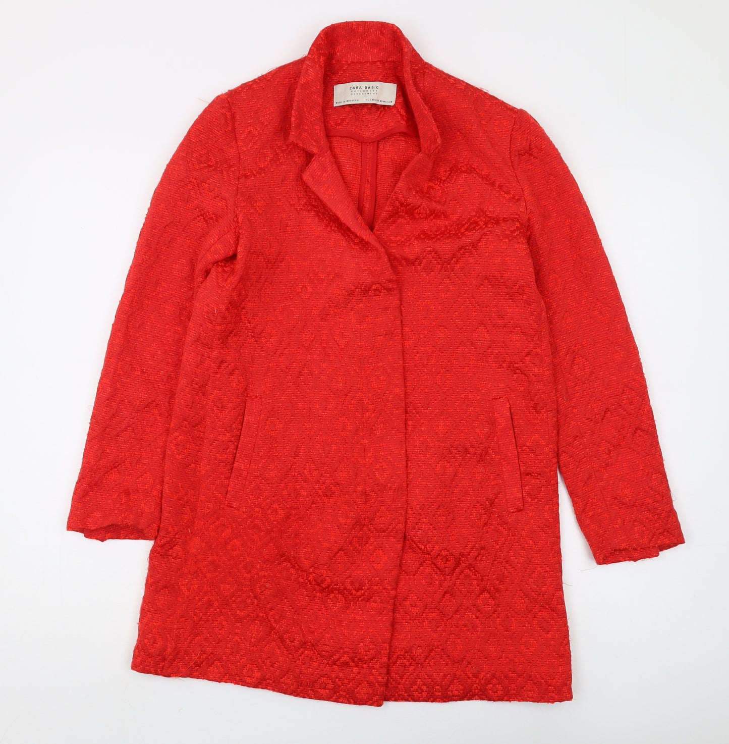 Zara Women's Red Geometric Tweed Coat XS