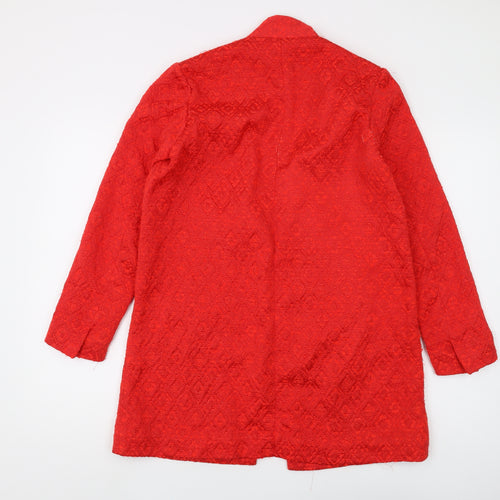 Zara Women's Red Geometric Tweed Coat XS