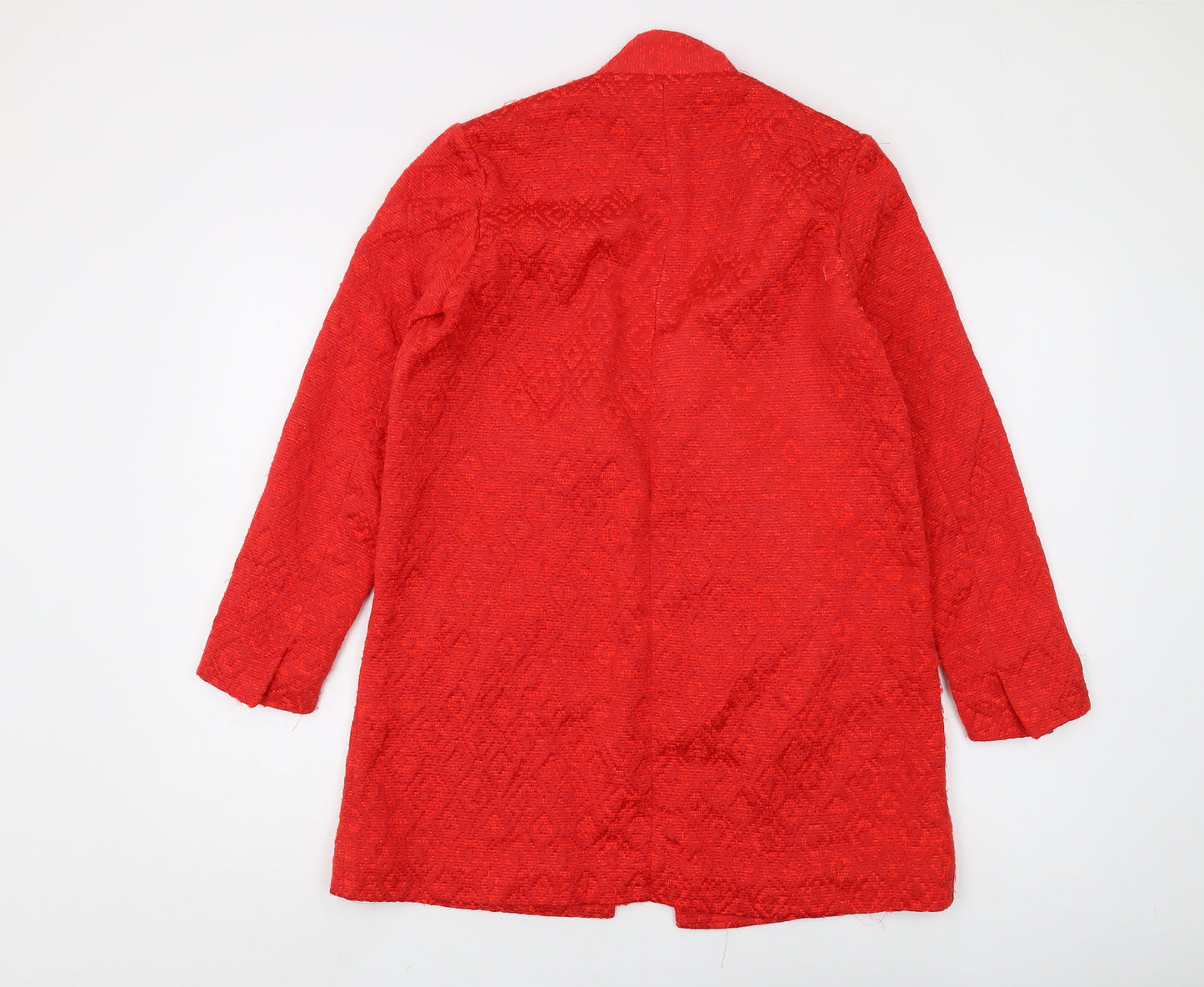 Zara Women's Red Geometric Tweed Coat XS