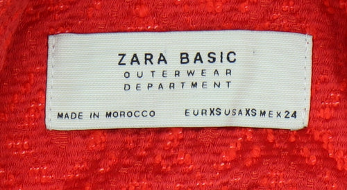 Zara Women's Red Geometric Tweed Coat XS