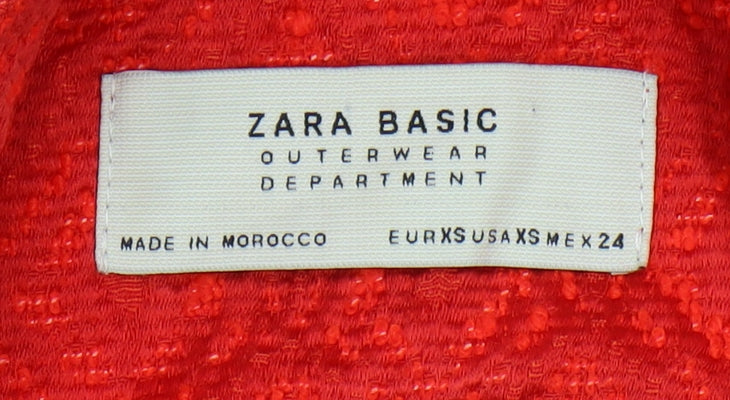 Zara Women's Red Geometric Tweed Coat XS