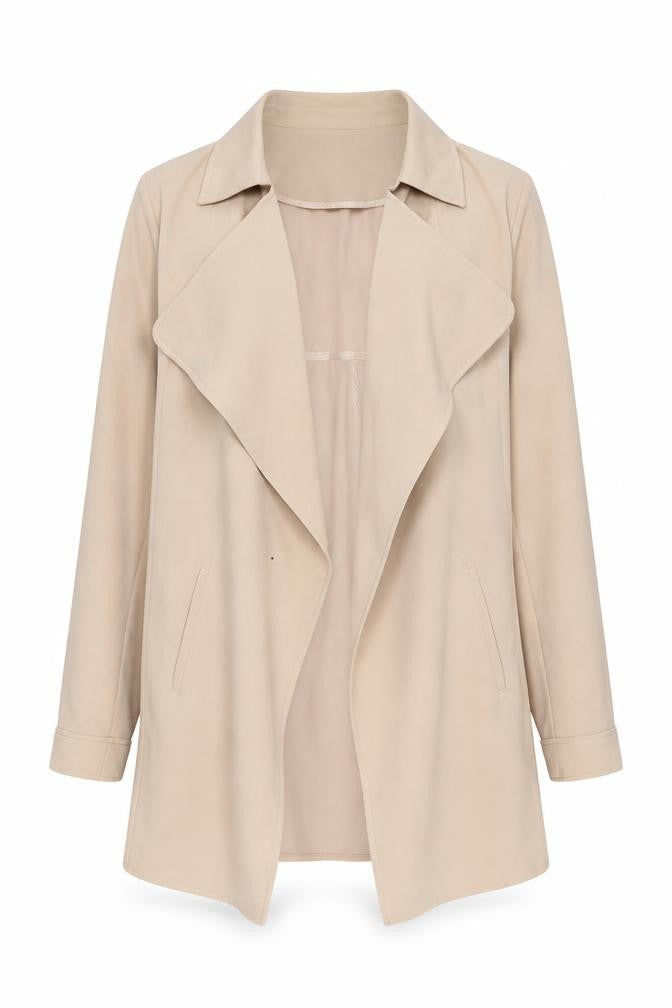 Front view of Next Women's Beige Belted Mid-Length Coat, size 10