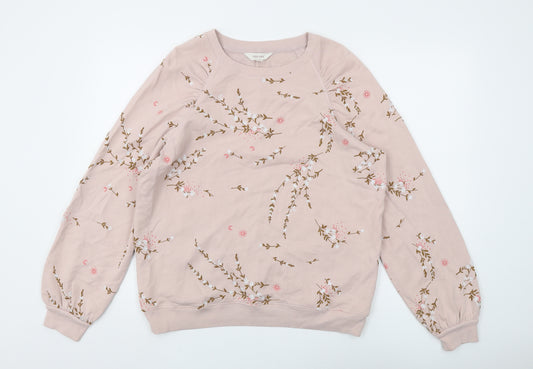 Per Una Women's Pink Embroidered Floral Sweatshirt Size 14