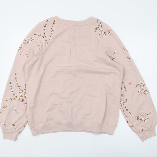 Per Una Women's Pink Embroidered Floral Sweatshirt Size 14