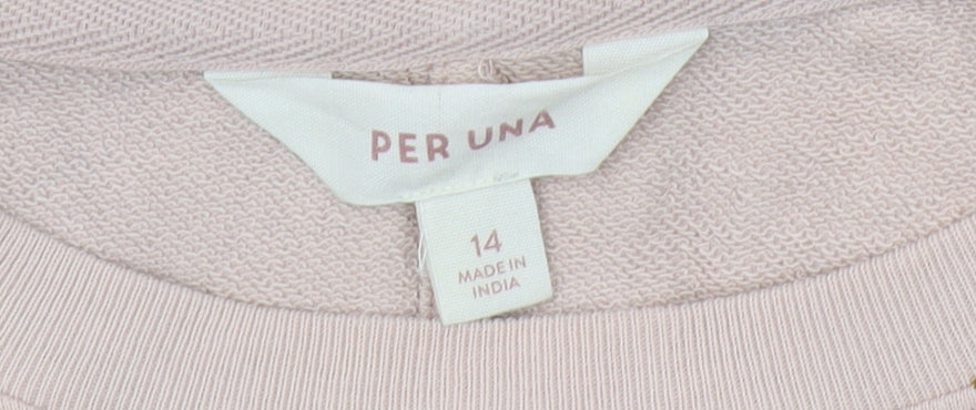 Per Una Women's Pink Embroidered Floral Sweatshirt Size 14