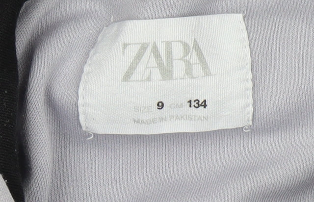 Zara Boys Grey Pullover Hoodie, Size 9 Years, Graphic Print