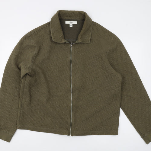 River Island Men's Green Full Zip Collared Sweatshirt L