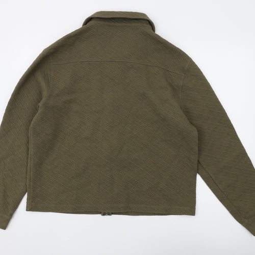 River Island Men's Green Full Zip Collared Sweatshirt L