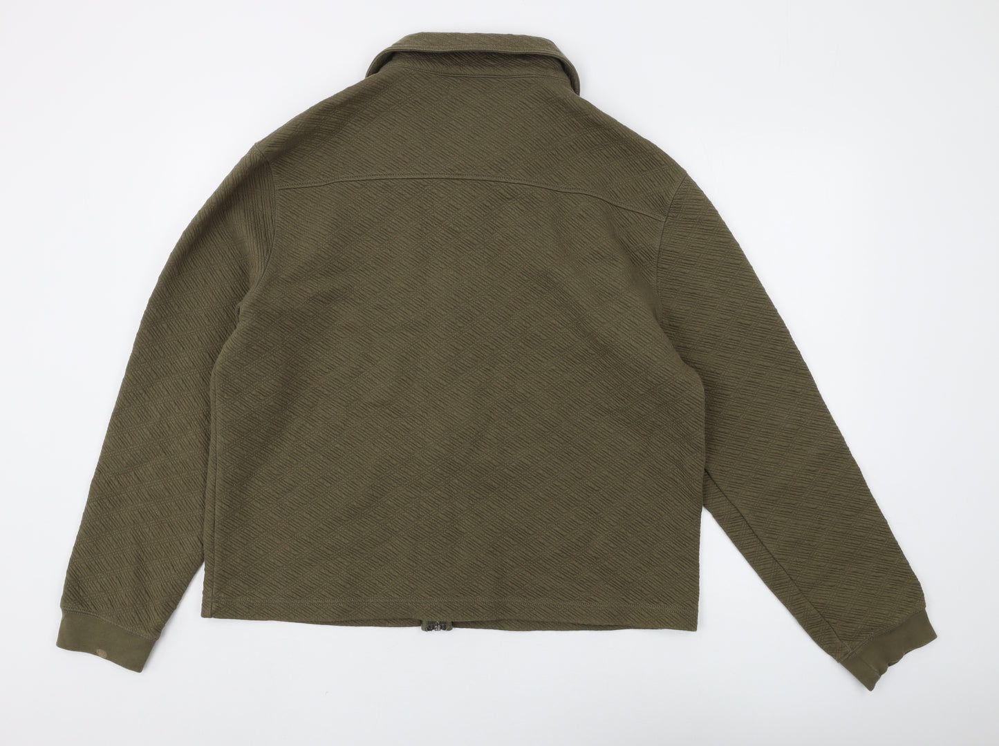 River Island Men's Green Full Zip Collared Sweatshirt L