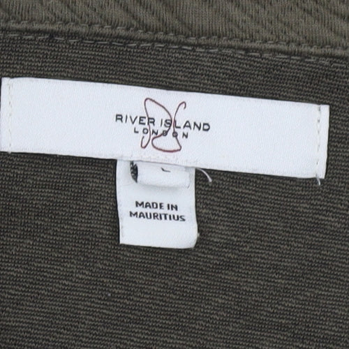 River Island Men's Green Full Zip Collared Sweatshirt L