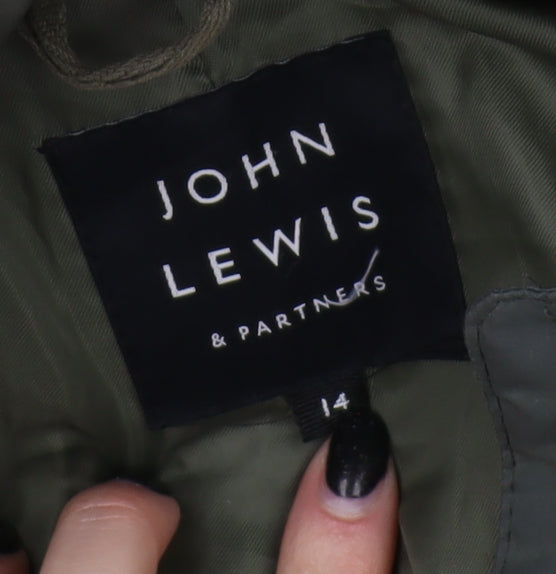 John Lewis Women's Green Puffer Jacket Size 14