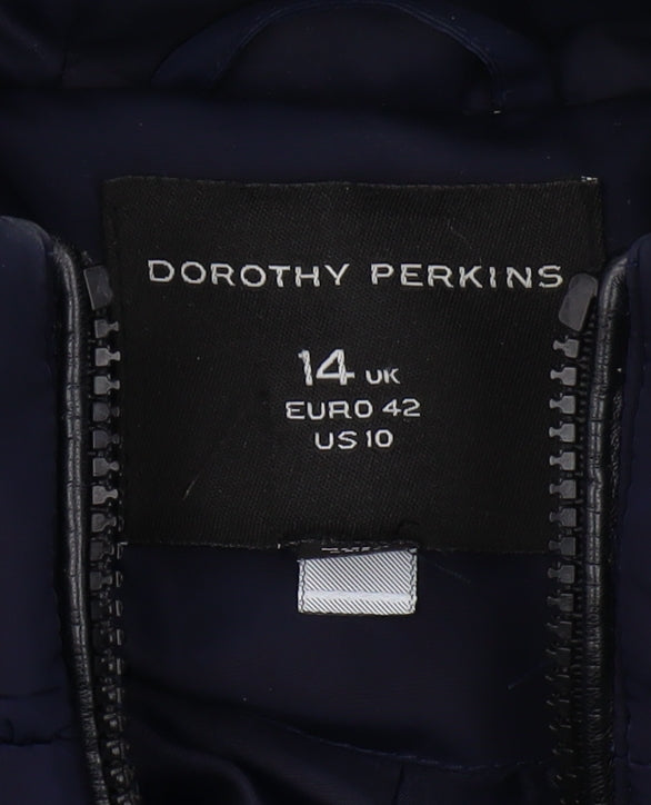 Dorothy Perkins Women's Blue Puffer Jacket Size 14