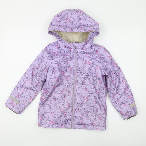 Marks and Spencer Girls Purple Unicorn Hooded Jacket 6-7 Years
