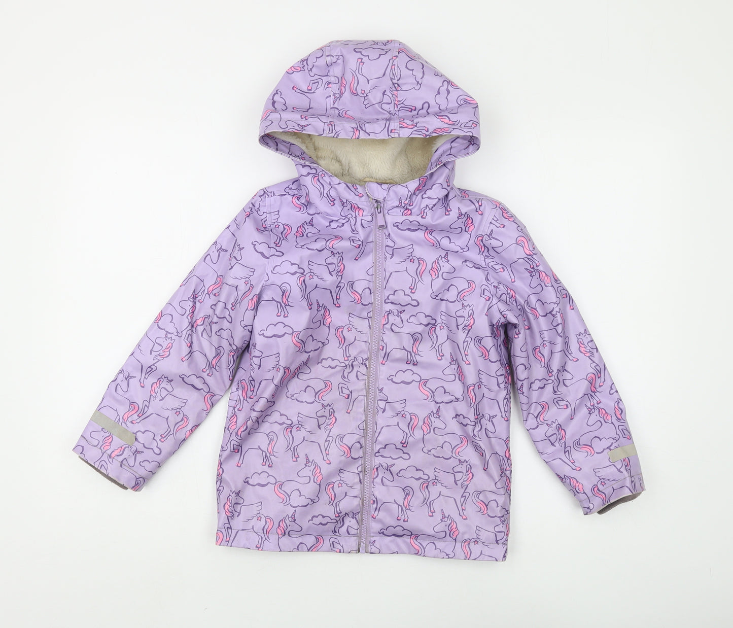 Marks and Spencer Girls Purple Unicorn Hooded Jacket 6-7 Years