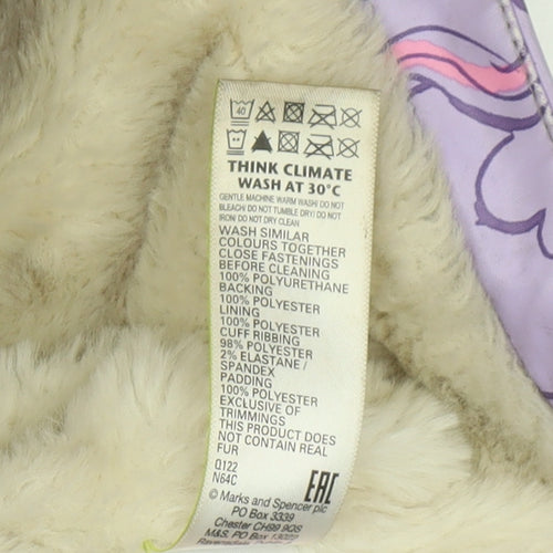 Marks and Spencer Girls Purple Unicorn Hooded Jacket 6-7 Years