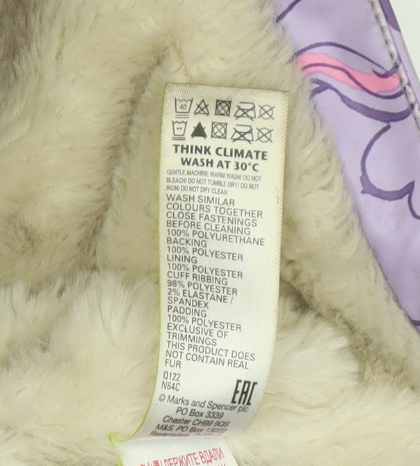 Marks and Spencer Girls Purple Unicorn Hooded Jacket 6-7 Years