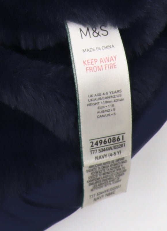 Marks and Spencer Girls Blue Puffer Jacket 4-5 Years